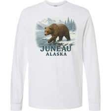 Inktastic Juneau Alaska Bear Scenic Wilderness Long Sleeve T-Shirt Mens Clothing