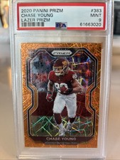 2020 Pannin Prizm Chase Young Orange Lazer Rookie Card PSA 9 Mint Commanders. rookie card picture