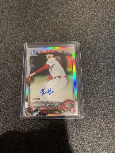 2025 Bowman Draft Mason Morris Chrome Auto Refractor 1st Prospect 163/499 Reds
