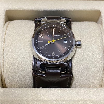 Louis Vuitton Tambour Women's Brown Leather Quartz Watch Q1211