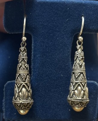 Samuel B Benham .925 Sterling Silver Thai Bali Tribal 1.25'' Drop Earrings