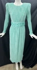 Vintage 80s Talbots Joan Leslie Plisse Pleated Mint Green Evening Gown Sz 4