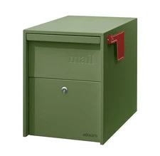 Adoorn Large Post Mount Mailbox Lockable Weatherproof Dill Green NIB