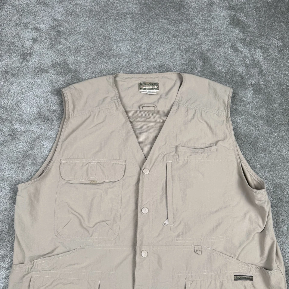 Chaleco Royal Robbins Para Hombres XL Beige Utilidad Fotografía Caqui Safari Viaje Pájaro Foto 3 de 4