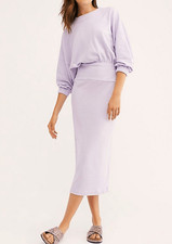 Free People Beach NWT Midi Column Dress Terrycloth Cut Out Purple size S