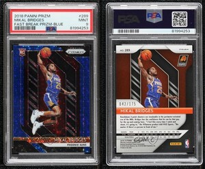 2018 Panini Prizm Blue Fast Break /175 Mikal Bridges #289 PSA 9 MINT Rookie RC