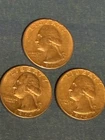 Lot of Three 1964 Washington Silver Quarters Circulated Condition Fine Details