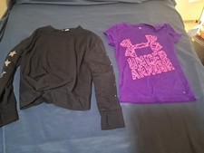 2 Piece Tops Girls Size 6 Under Amour And Gap Lot Stars, Purple