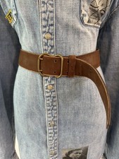 Women's Vintage Brown Suede Leather Dual-Prong Belt 29.5  70cm Granello Italy