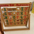 Wood Learn The Alphabet Wooden Abacus Style Flip Letter Number Picture ABCs Toy — photo 7