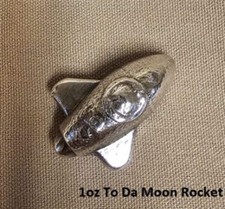 1 oz Hand Poured 999 Silver Bullion Bar "To Da Moon Rocket" by YPS 88.00 per troy oz