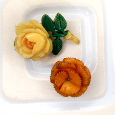 Vintage Plastic Rose Brooch Early 20thC Art Deco Jewellery