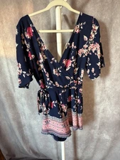 Navy And Pink Romper Size Medium