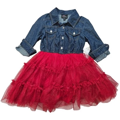 denim tulle dress Long Sleeve Girls Tutu Denim Long Sleeve Girls' Tutu Dress For Sale Tutu skirt DM:15 Calvin Klein LEKWK Midi Dresses for Beige Season