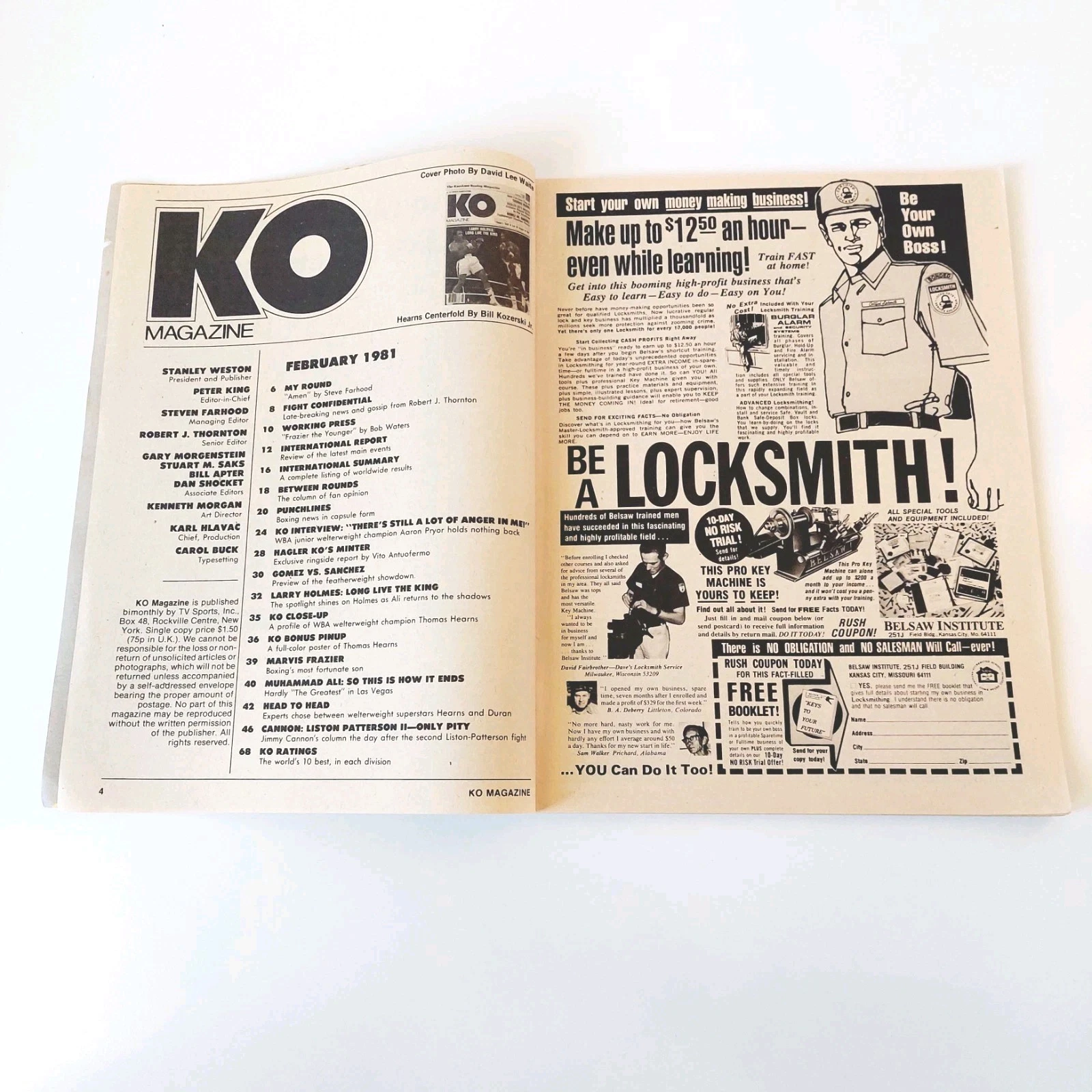 KO Magazine Feb 1981 Boxing MUHAMMAD ALI Cover w/ Thomas Hitman Hearns Poster #2 - 画像3/12