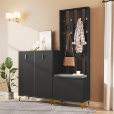 Wardrobe Set Shoe Storage Cabinets with Drawers, Shoe Bench for Hallway Black