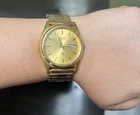 Vintage Seiko Watch Men 35mm Gold Tone Day Date 7N43-8A39