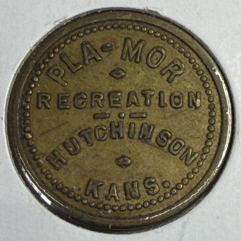 Kansas, Hutchinson Pla-Mor Recreation Brass 5¢ Token 16314