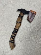 Vintage Hatchet and Knife Combo Set with Tooled Leather Sheaths