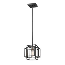 Z-Lite Titania 1 Light Mini Pendant, Black, Brushed Nickel - 454MP-BK-BN