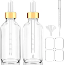 Glass Bottle with Dropper, 4 Oz Clear Eye Dropper Bottle for Essential Oils with