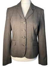 Long Tall Sally Brown Blazer Jacket Size 14 Lts Purple Stripe Office Work