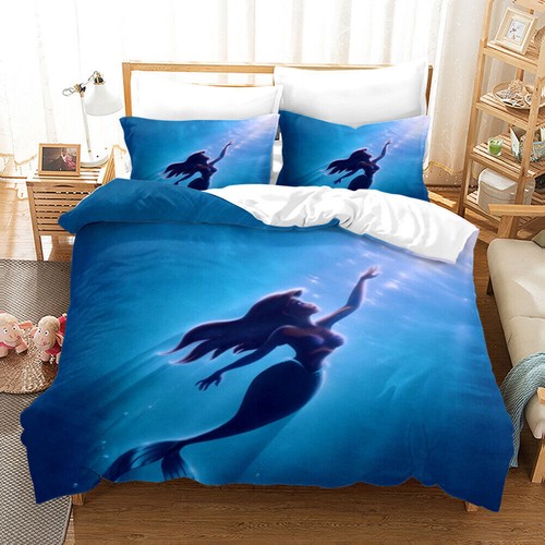 3D The Little Mermaid Ariel Princess Quilt Duvet Cover Pillowcase Bedding Set UK - Picture 10 of 17