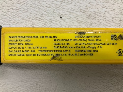 Receptor de cortina de luz Banner SLSCR30-1200Q8 24 VDC SLSCR301200Q8 SLSCR30 (TSC) - Imagen 2 de 11