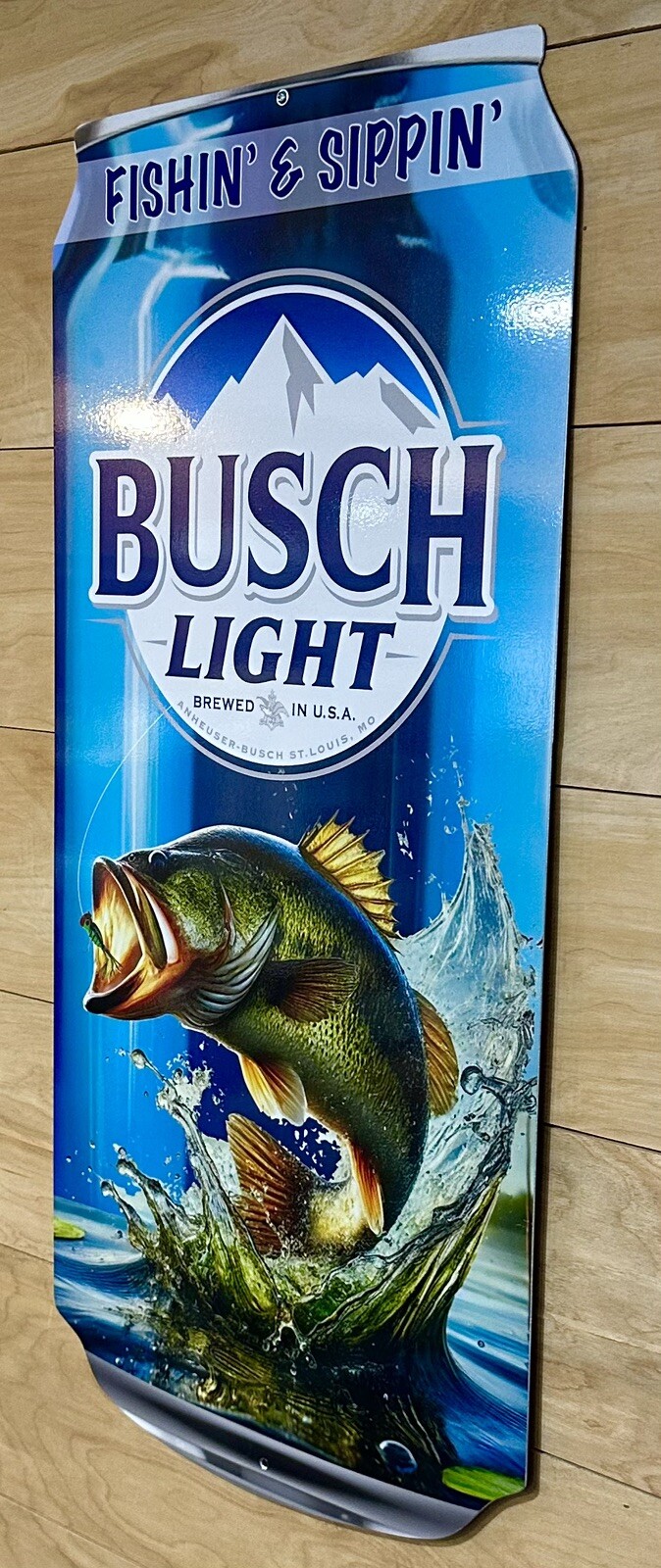 Busch Light Can Sign - 28 In X 14 In.  Largemouth Bass Theme.  Indoor/outdoor