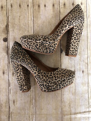 chunky leopard print heels