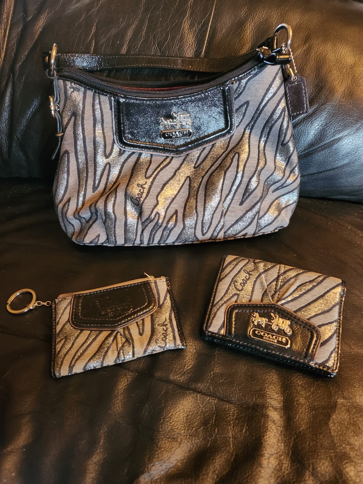 Coach Zebra With Wallet And Mini Skinny Coin Purse Gem