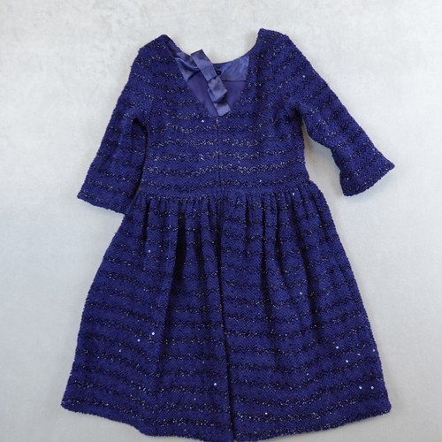 Lavende Girl Sequin Navy Dress Size 10 Lined 3/4 Sleeves - Picture 5 of 7