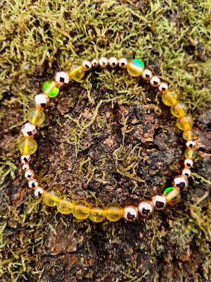 Citrin, gelbes österreichisches Kristall & Rotgold Hämatit Heilarmband; Sonne...
