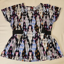 Eckored Multi-Color Scrub Top Size Medium Elastic Waist Bands