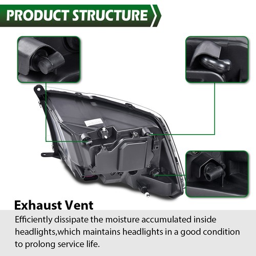 Fit For 2009-2018 Ram 1500 2500 3500 Clear Black Projector Headlights w/LED DRL - Picture 8 of 10