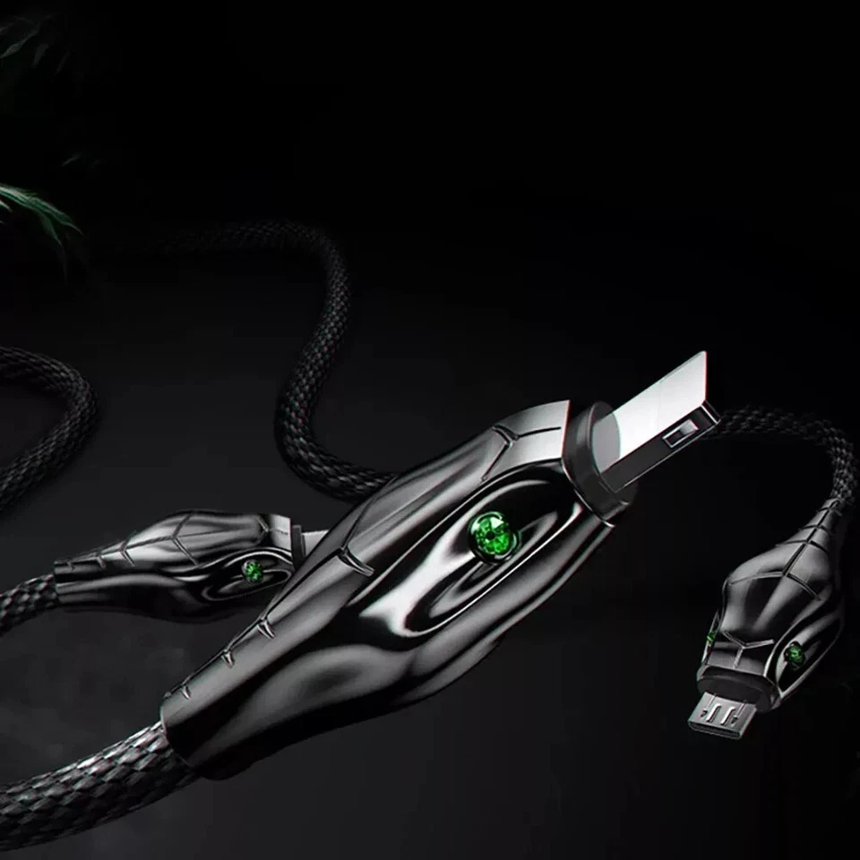 Floveme Android Ladekabel Snakebyte Schlangenkopf 2.4A Mikro USB 1m 2m 3m PS4 - Bild 4 von 4