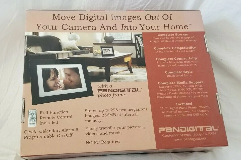Pandigital 11" LCD Digital Photo Frame - Black Wood Frame (PAN1111-B) NIB - Image 3 of 4