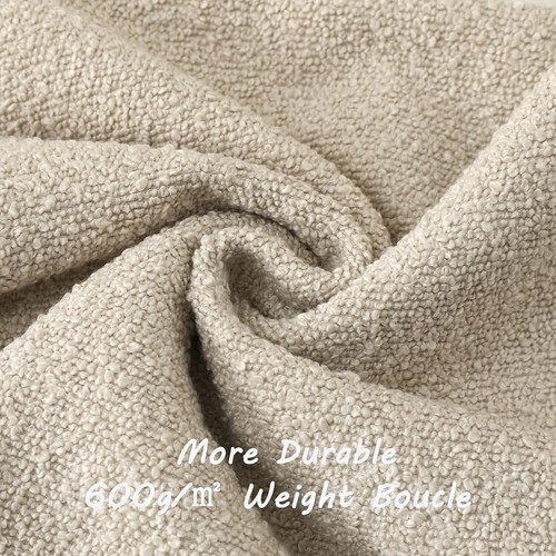 Versatile 2-Pack 26x26 Beige Boucle Decorative Pillow Covers for Home Styling - Picture 4 of 8