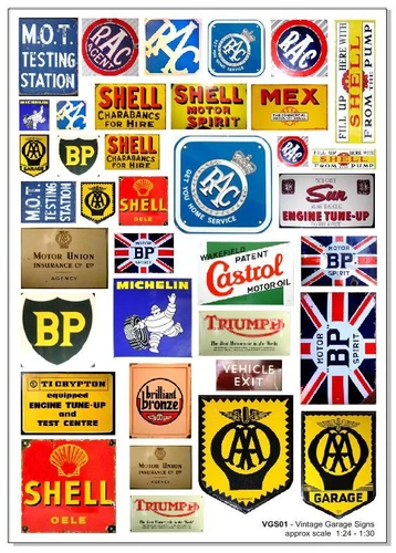 Becc Vintage Garage Signs Vinyl Decals for Model Railway Great For Dioramas