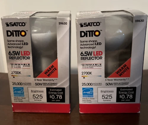 Satco S9630 LED Reflector 6.5W =50W 120V R20 E26 Dimmable Frost 2700K Warm White - Picture 1 of 4