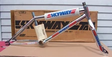 NOS 1983 SKYWAY TA FRAME FORK OLD SCHOOL BMX GRAIL w BOX & CAL LITE PAD "READ"