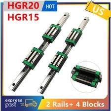2Pcs HGR20/hgr15 Linear Guide Rail 4Pcs HGH20CA/HGH15CA Slider Block 200-1700mm