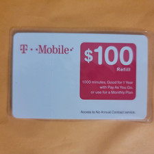 T-Mobile 100 Prepaid Refill Card physical card 