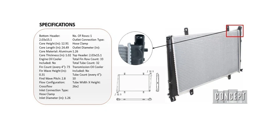 Radiador motor L4 1,9 L para Volvo S40 2000 2001 2002 2003 2004 | VO3010111 Foto 4 de 4