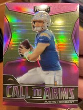 2021 Panini Playoff - Call to Arms Pink Prizm Silver #CA-JHE Justin Herbert Sp