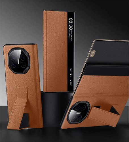 Genuine Leather Flip Case for Huawei Mate XT Wristband Holder Grip Window Cover - 第 1/27 張圖片