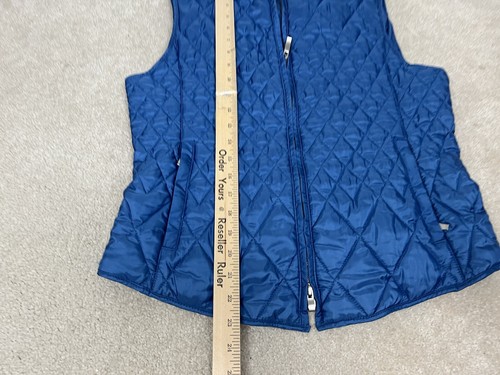 Talbots Vest Womens Medium Blue Puffer Light Coat Full Zip Jacket Pockets Nylon - Picture 6 of 13