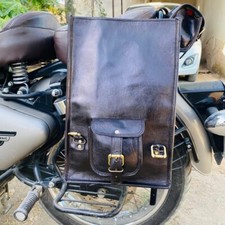 Alforjas De Cuero Para Moto AMERICAN BLUE - Juego De 2, Negro, Hechas A Mano, 12x7x5 Pulgadas