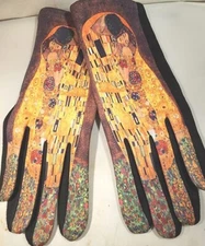Women’s Gustav Klimt The Kiss Print Touch Screen  Gloves Reproduction 