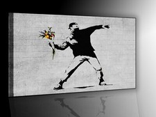  BANSKY MAZZO DI FIORI  vari formati STAMPA SU VERA tela pittorica intelaiata
